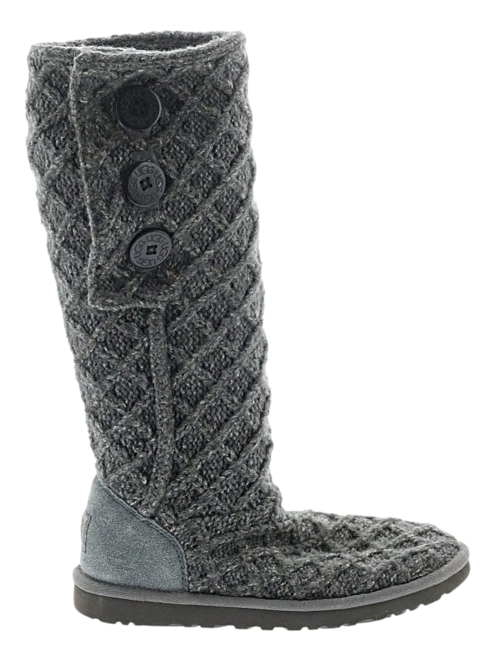 UGG | Lattice Cardy Grey Wool Knit Cardigan Boots Women's Size 8